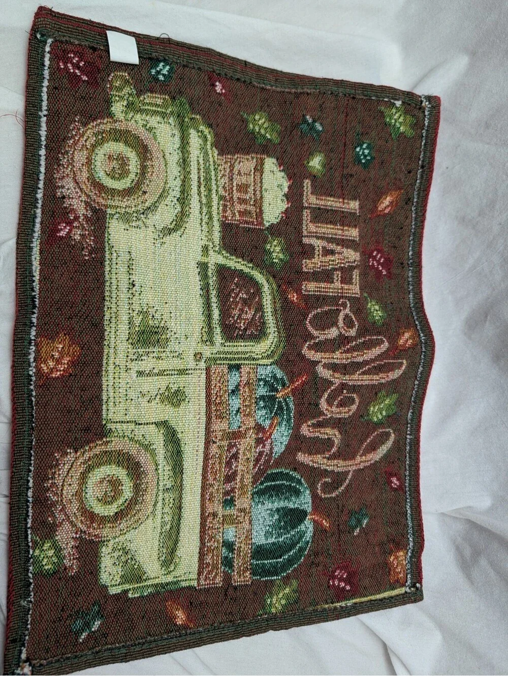 Placemat Pickup Truck Red Pumpkin Tapestry Holiday Fall Perfect Harvest 12.5x17